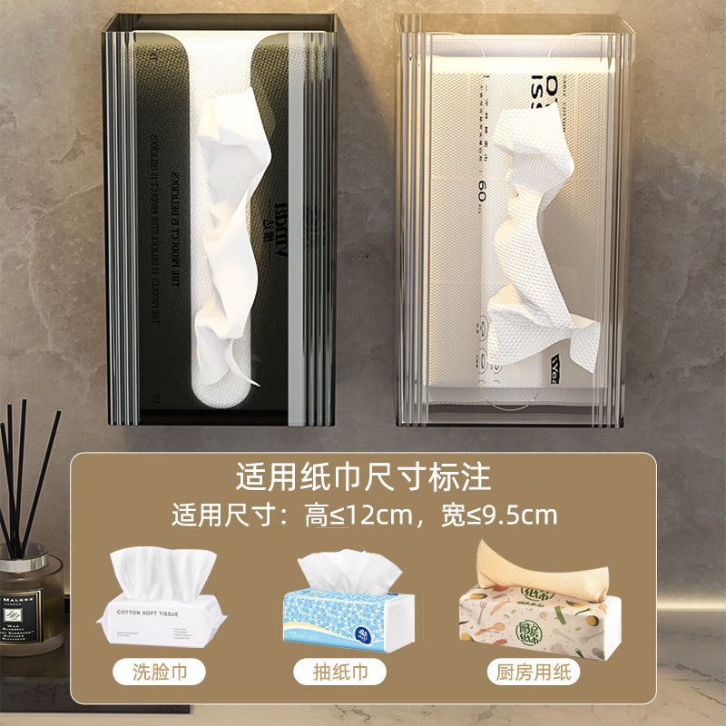 Bathroom Tissue Box Wall-Mounted Face Tissue Wash Towel Storage Box Bathroom Kitchen Inverted Paper Box For Hair - Image 4